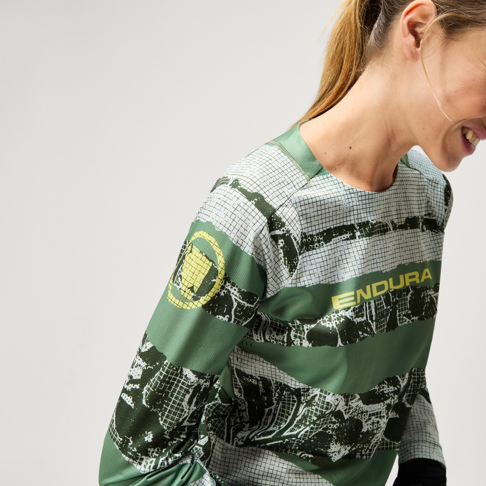 Women's PATCHWORK LTD Printed L/S Tee - Machair Green