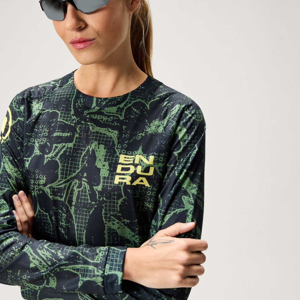 FLORAL LTD langärmeliges T-Shirt mit Print für Damen - Schwarz