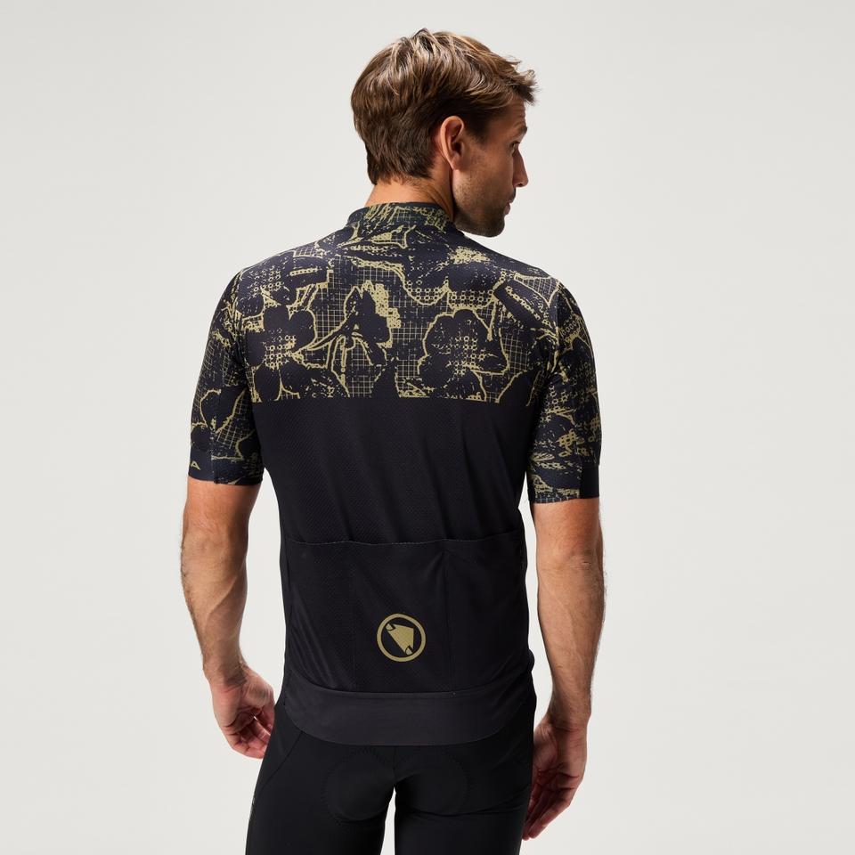 FLORAL BLOCK FS260 kurzärmeliges Trikot mit Print für Herren - Schwarz