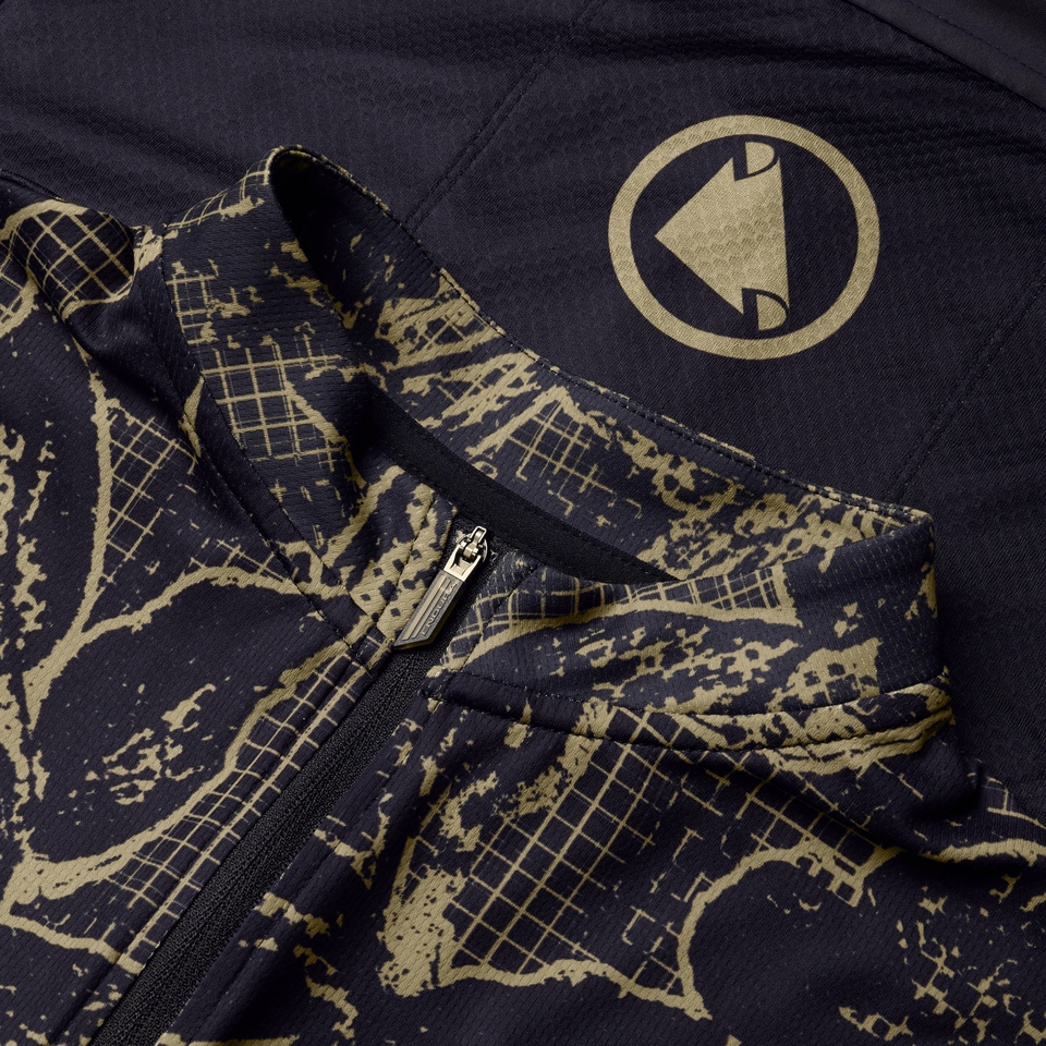 FLORAL BLOCK FS260 kurzärmeliges Trikot mit Print für Herren - Schwarz
