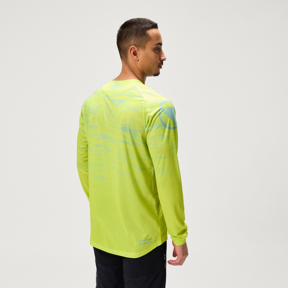 Men's Ltd Marble Print L/S Tee - Lime Green