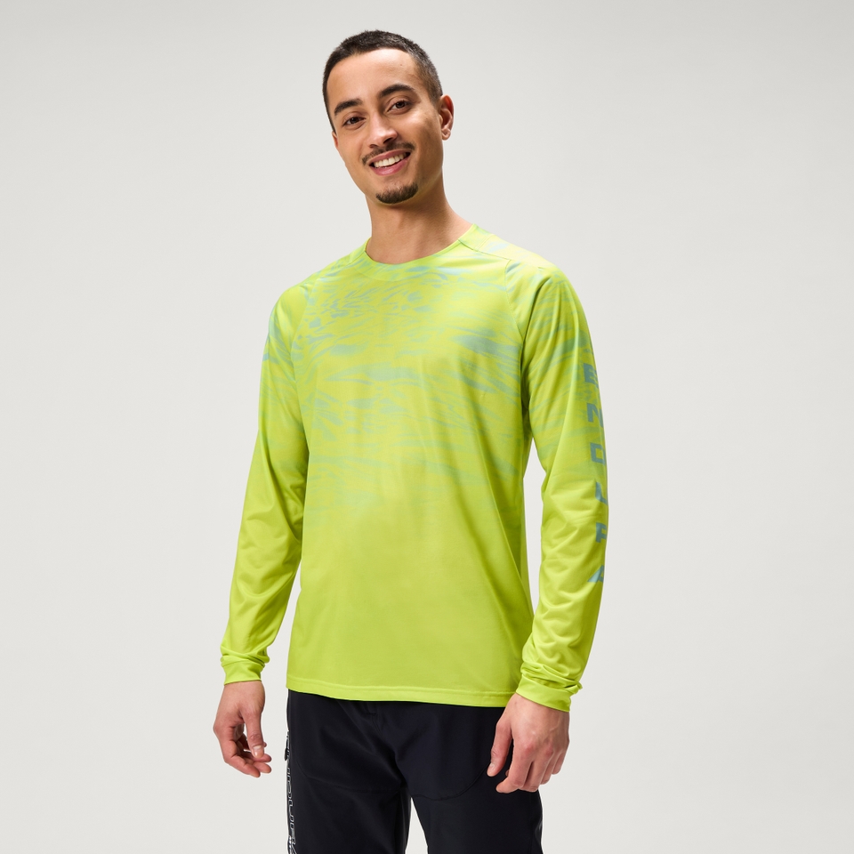 Men's MARBLE LTD Printed L/S Tee - Lime Green