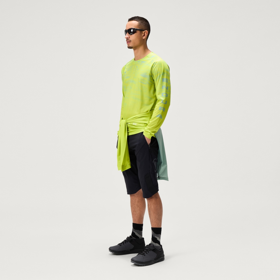 Men's MARBLE LTD Printed L/S Tee - Lime Green