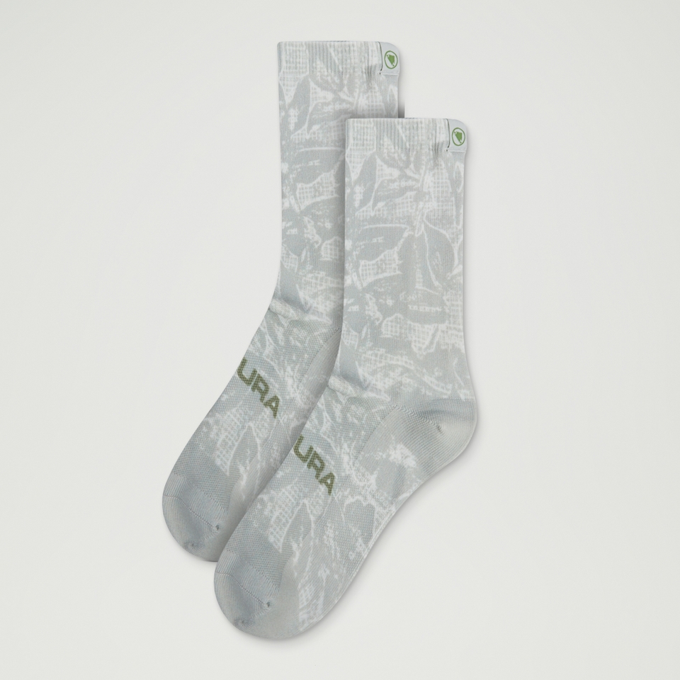 Ltd Grid Floral Print Socks - Machair Green