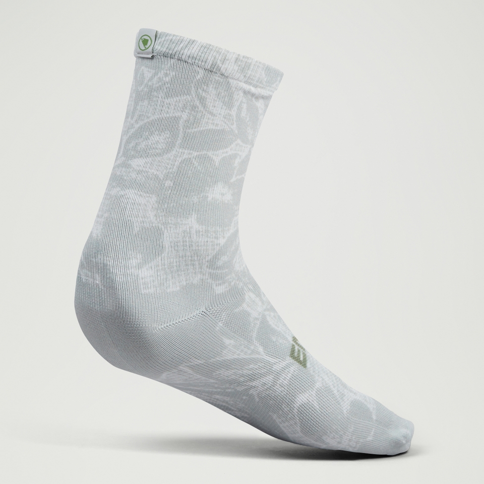 Ltd Grid Floral Print Socks - Machair Green