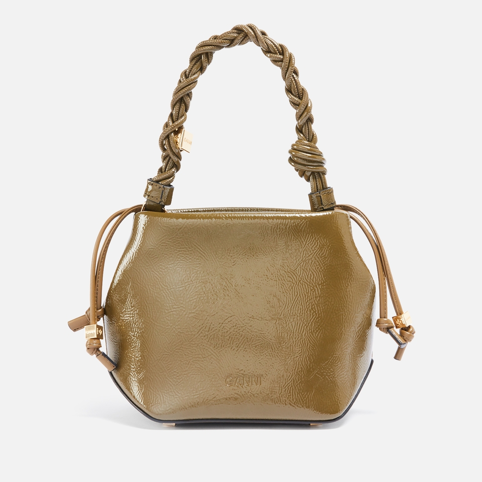 Ganni Bou Patent Leather-Blend Bucket Bag