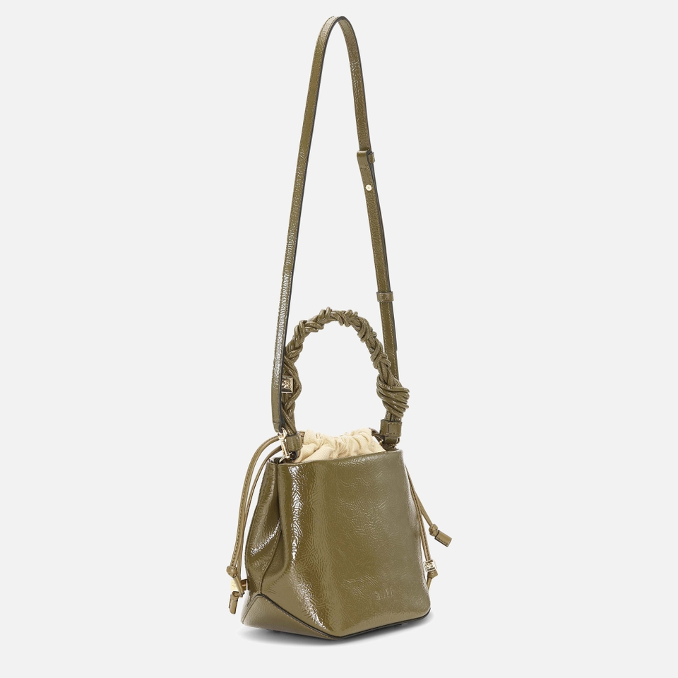 Ganni Bou Patent Leather-Blend Bucket Bag