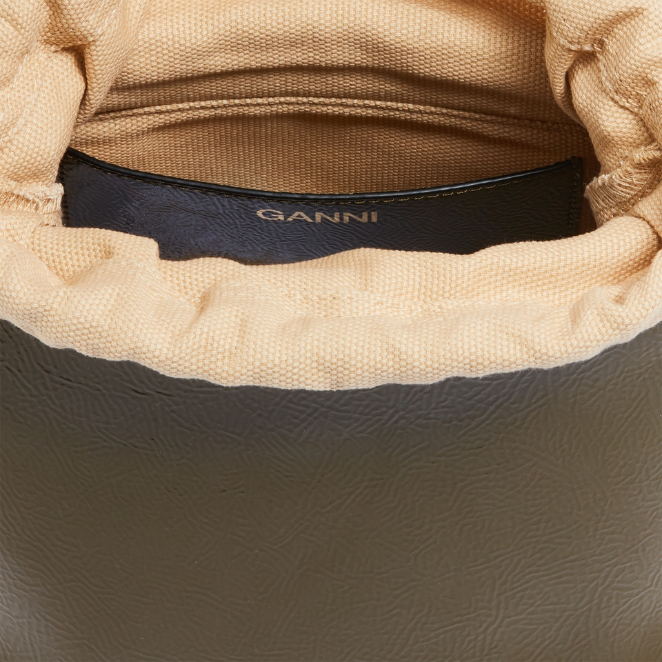 Ganni Bou Patent Leather-Blend Bucket Bag