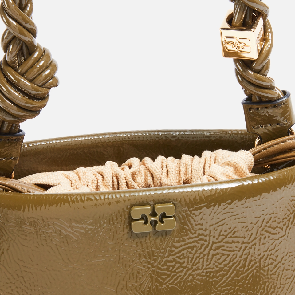 Ganni Bou Patent Leather-Blend Bucket Bag