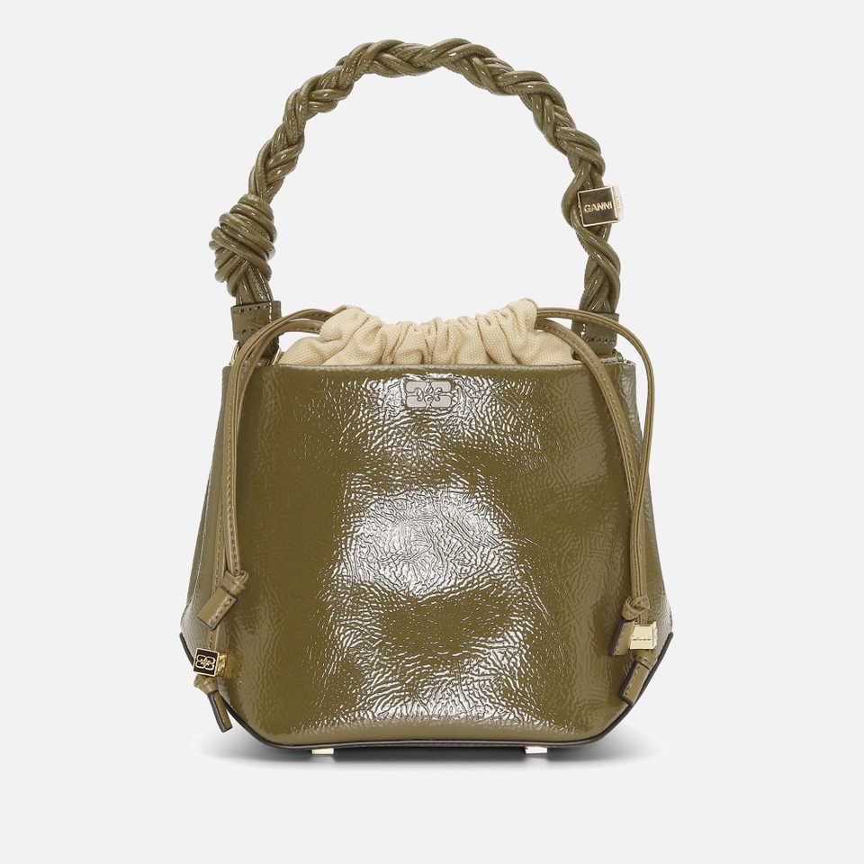 Ganni Bou Patent Leather-Blend Bucket Bag