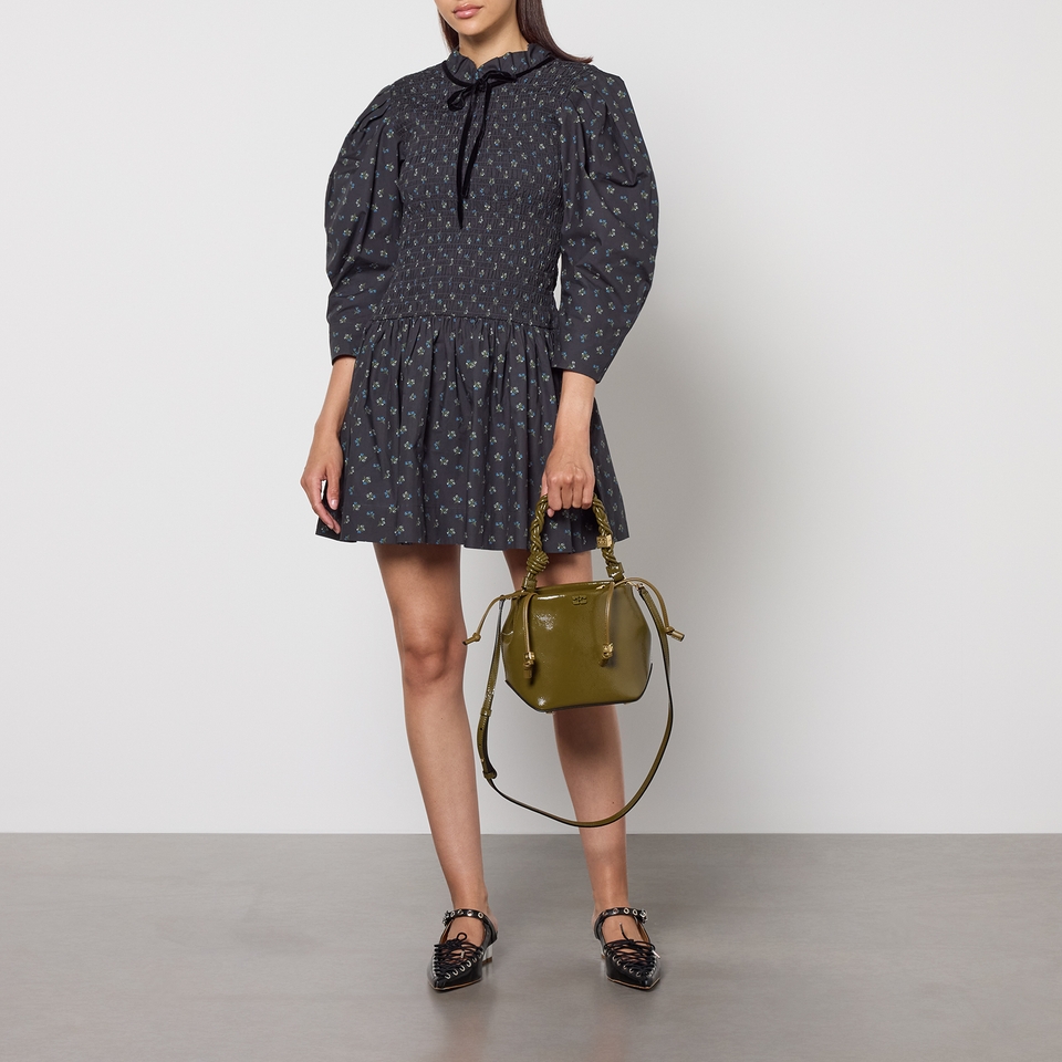 Ganni Bou Patent Leather-Blend Bucket Bag