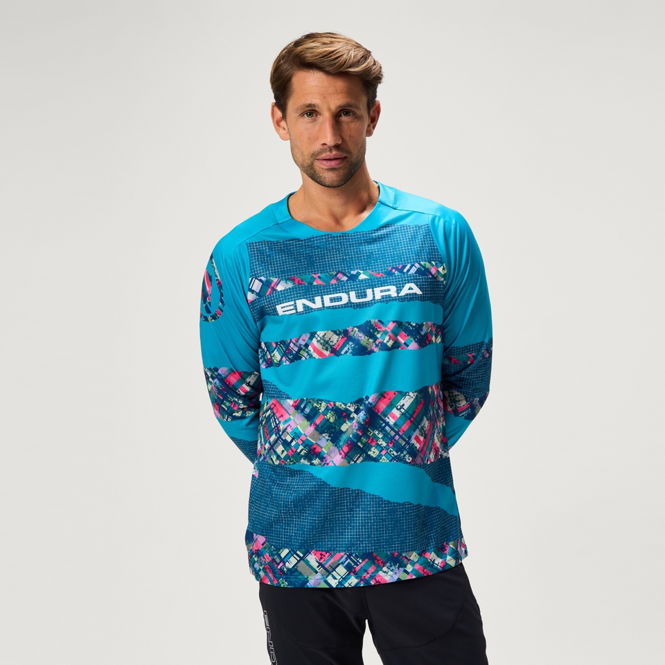 Men's Ltd Patchwork Print L/S Tee - Barra Blue