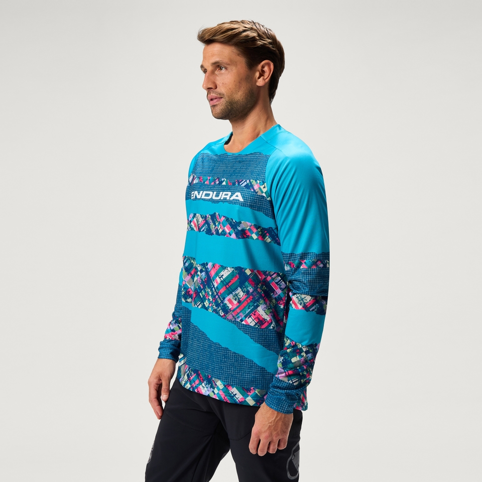 PATCHWORK LTD langärmeliges T-Shirt mit Print für Herren - Blau