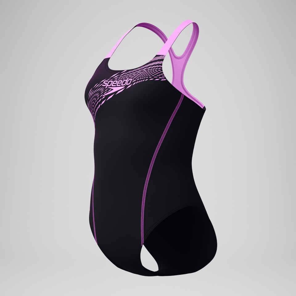 Medley Logo Badeanzug Schwarz/Pink für Damen