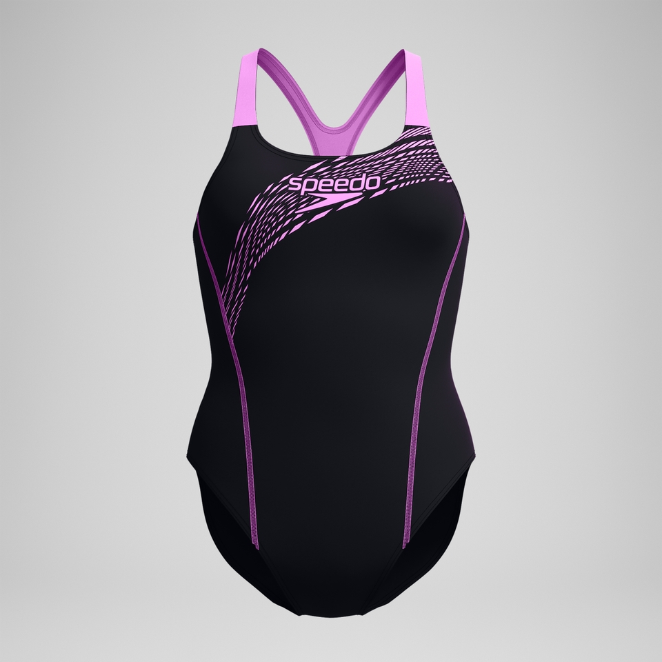 Medley Logo Badeanzug Schwarz/Pink für Damen