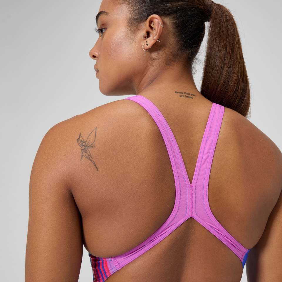 Women's Club Training Placement Powerback Swimsuit Blue/Pink