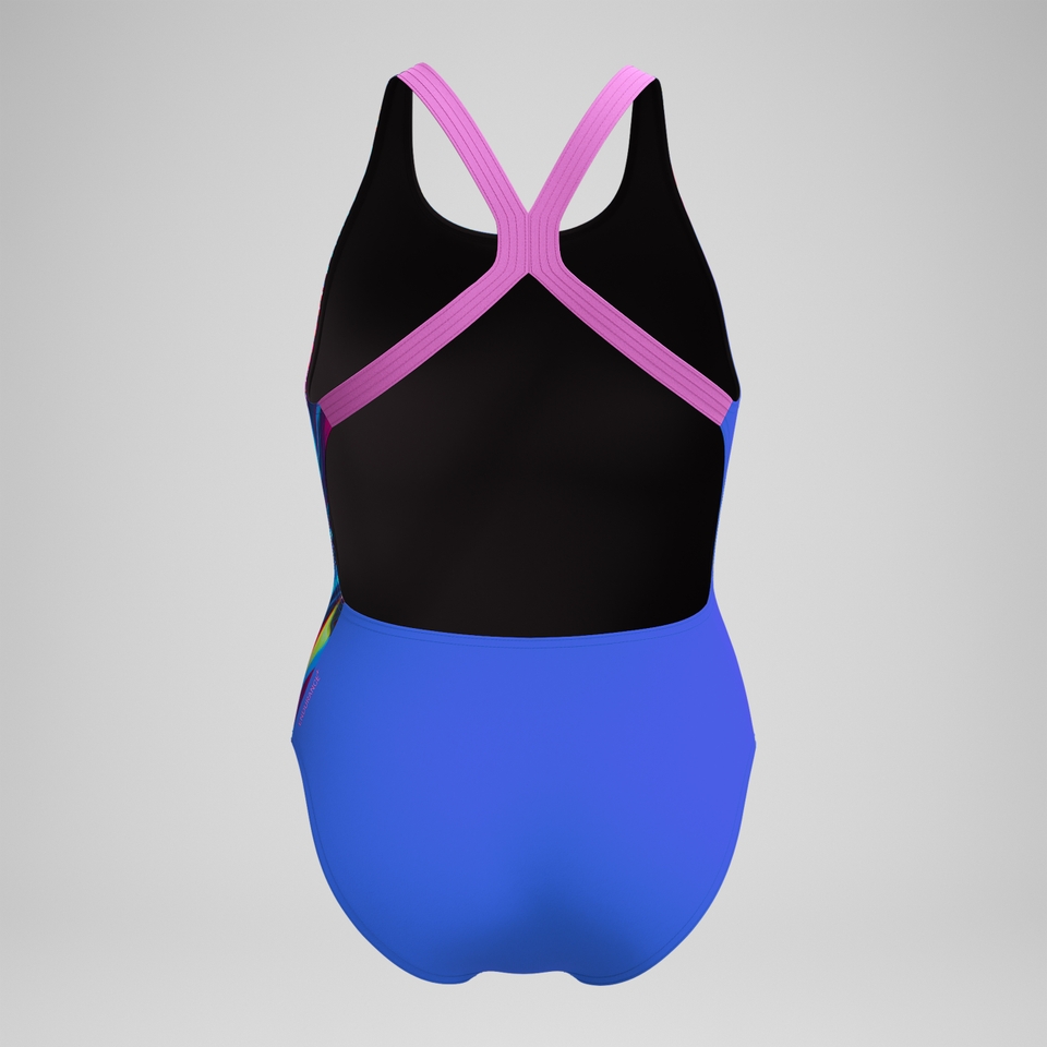 Women's Club Training Placement Powerback Swimsuit Blue/Pink