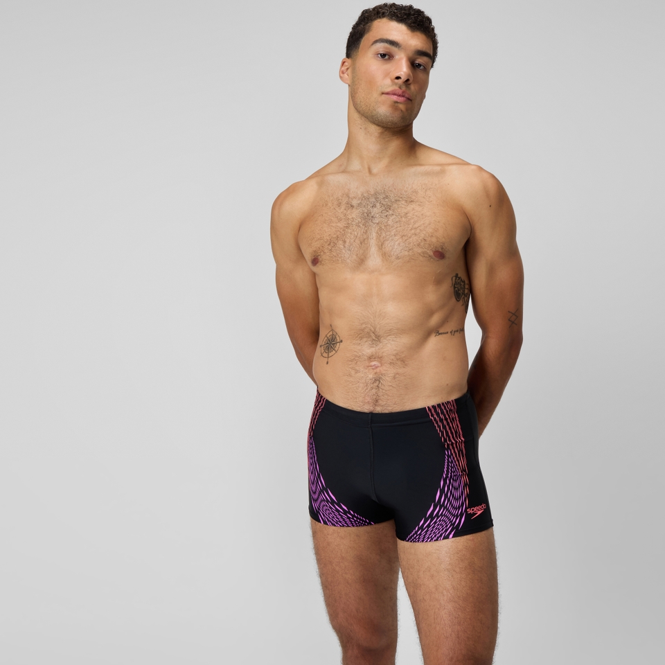 Men's Duo Logo Print Aquashort Black/Coral