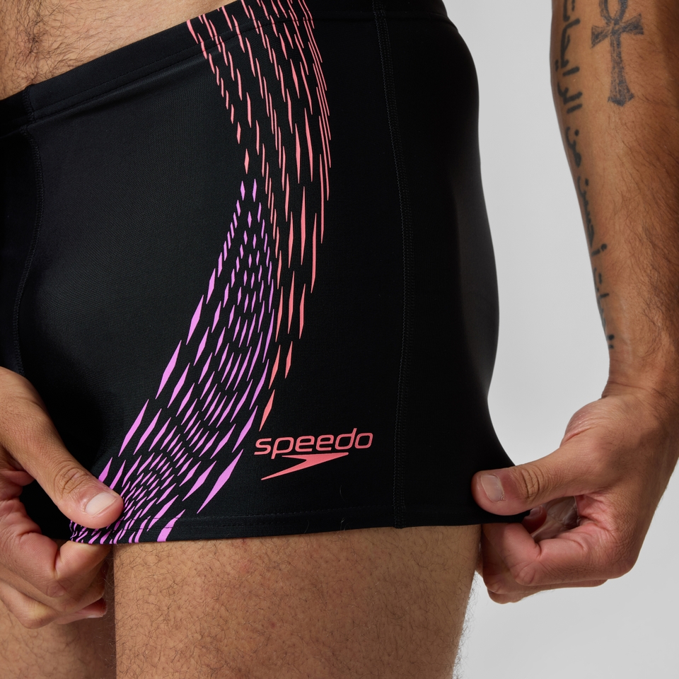Men's Duo Logo Print Aquashort Black/Coral