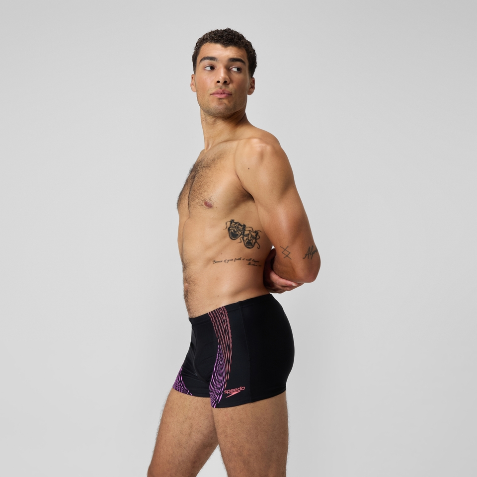 Men's Duo Logo Print Aquashort Black/Coral