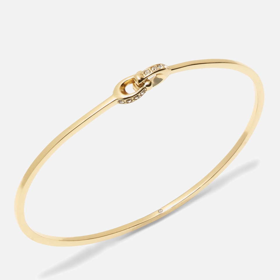 Coach Interlock Pavé C Gold-Tone Bangle Bracelet