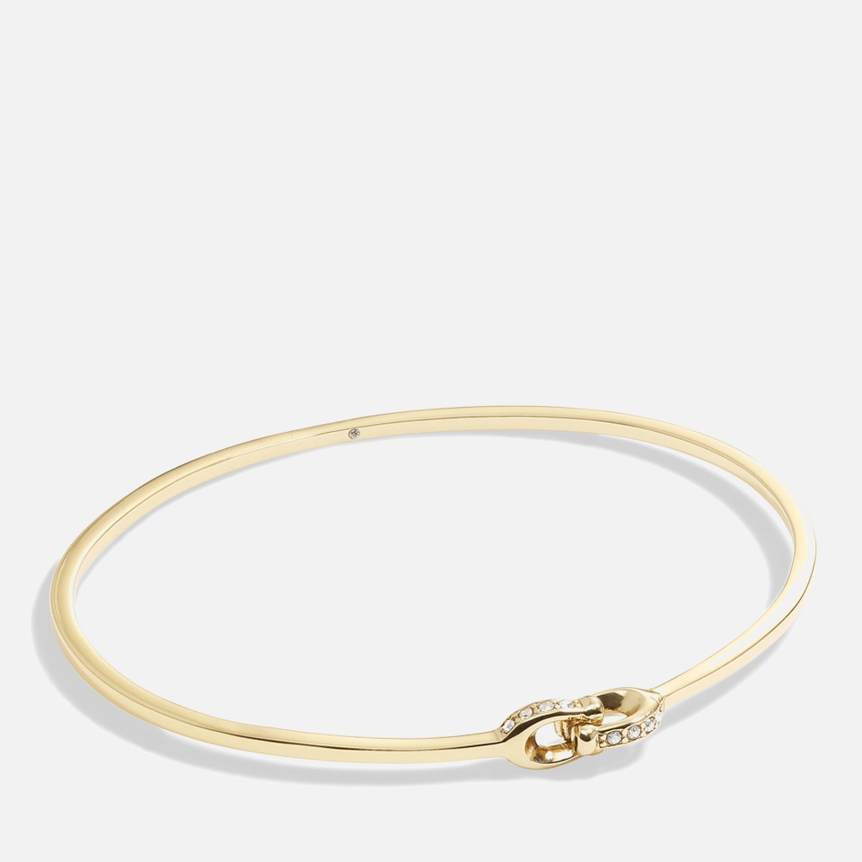 Coach Interlock Pavé C Gold-Tone Bangle Bracelet