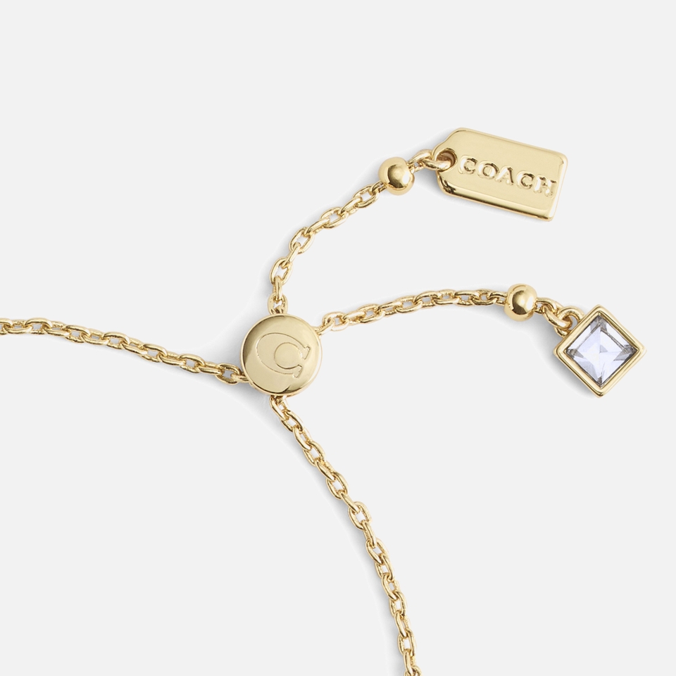 Coach Pavé Heart Gold-Toned Slider Bracelet
