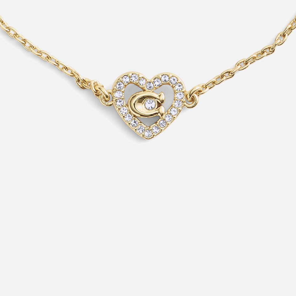 Coach Pavé Heart Gold-Toned Slider Bracelet