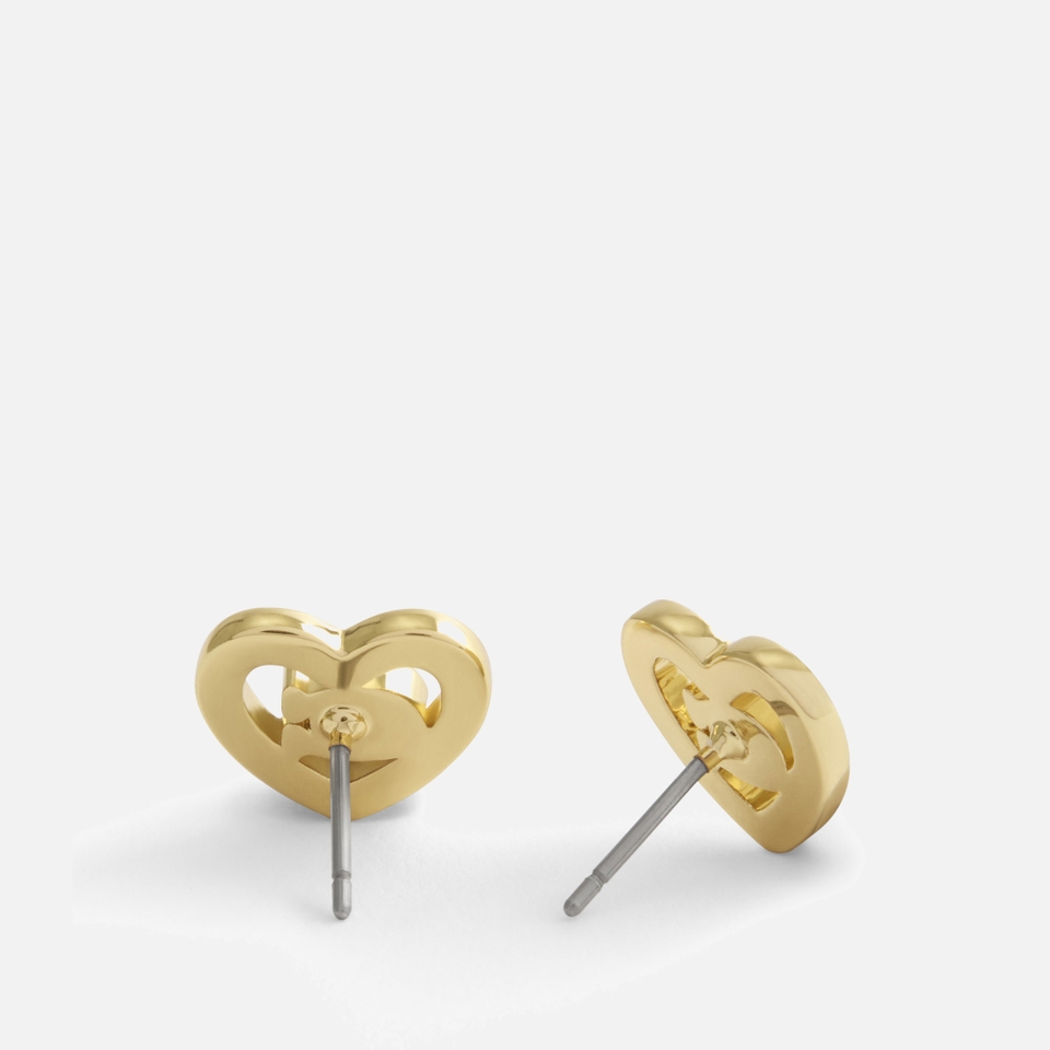 Coach Pavé Heart Gold-Toned Stud Earrings