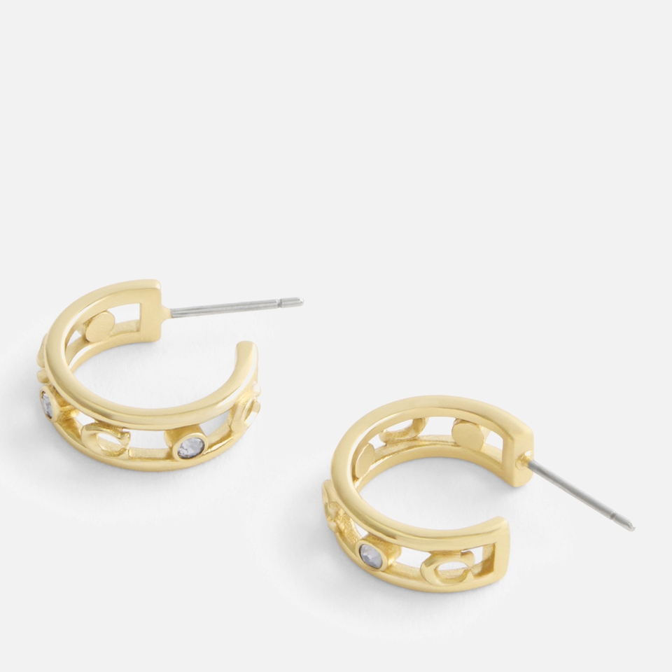Coach Signature C Gold-Toned Open Hoop Earrings