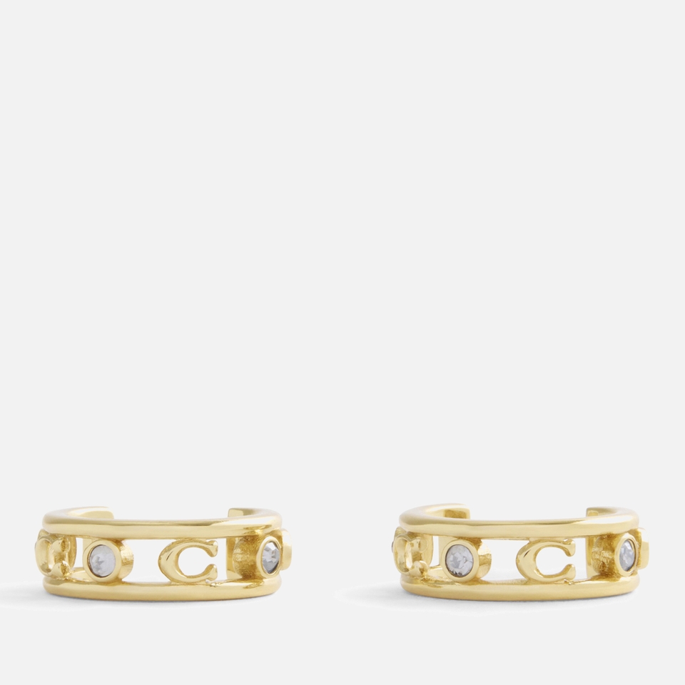 Coach Signature C Gold-Toned Open Hoop Earrings