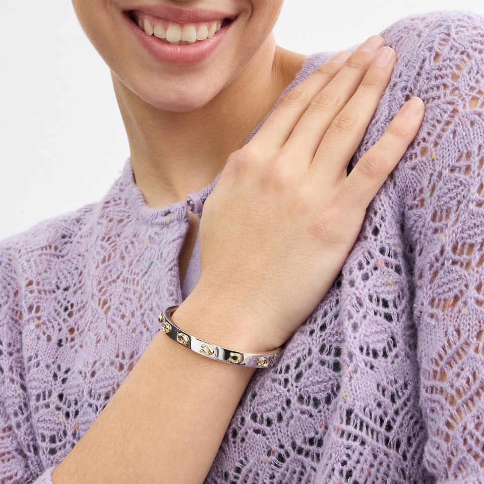 Coach Signature C Hinged Silver-Plated Bracelet