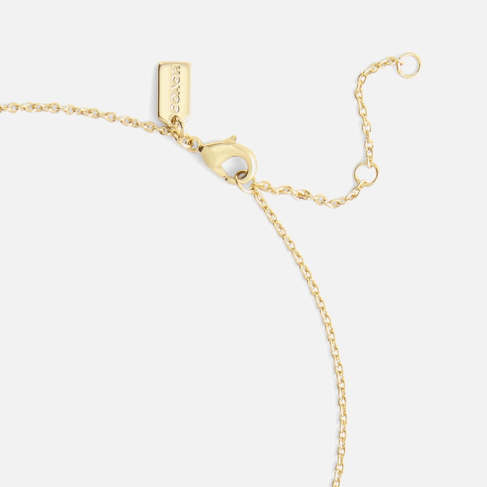 Coach Signature C Pavé Gold-Toned Heart Pendant Necklace