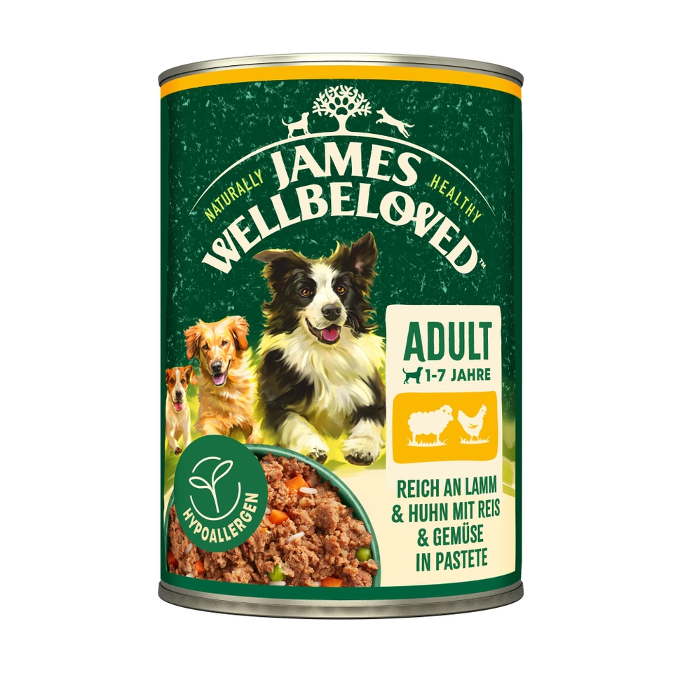 Adult Hund Nass reich an Lamm & Huhn mit Reis & Gemüse in Pastete