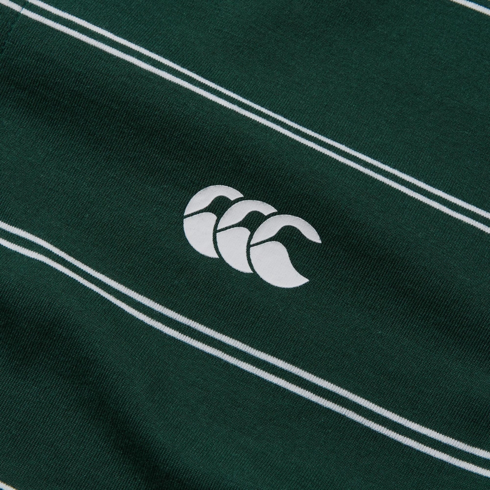 MENS YARN DYE STRIPE POLO GREEN