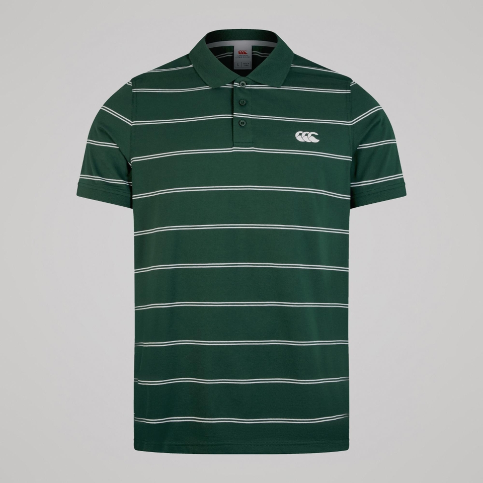 MENS YARN DYE STRIPE POLO GREEN