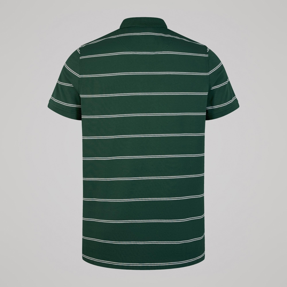 MENS YARN DYE STRIPE POLO GREEN