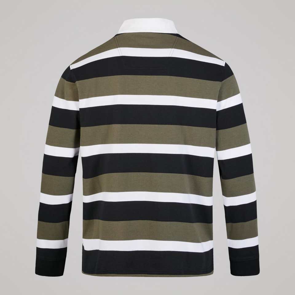 MENS YARN DYE STRIPE RUGBY GREEN