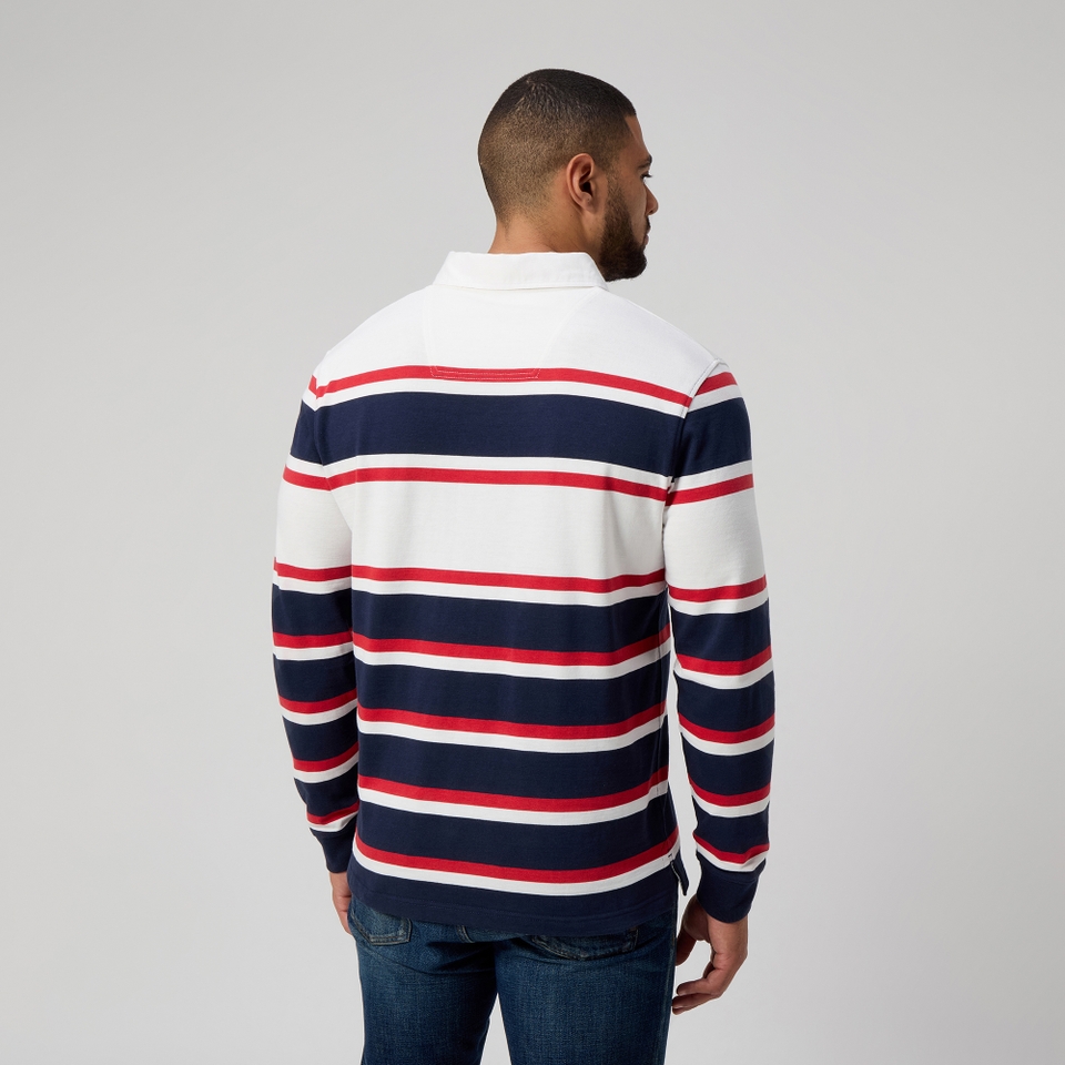 MENS ENGINEERED STRIPE RUGBY EGRET