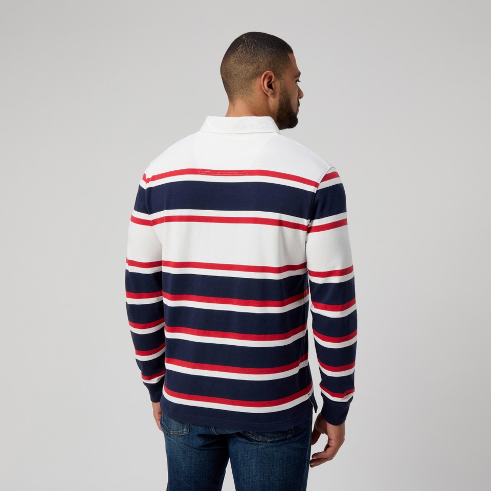 MENS ENGINEERED STRIPE RUGBY EGRET