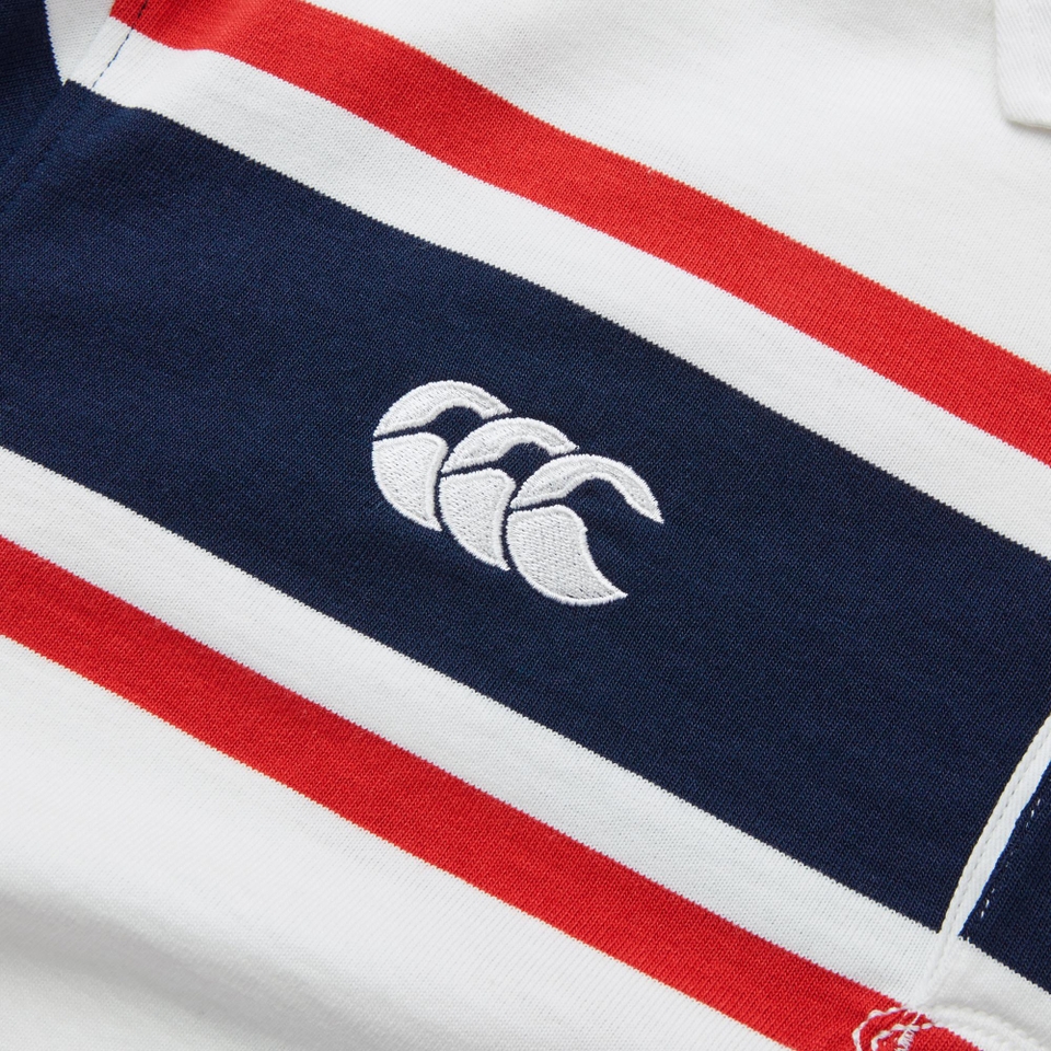 MENS ENGINEERED STRIPE RUGBY EGRET