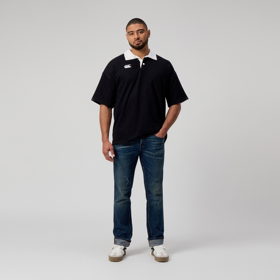 MENS SOLID DYE RUGBY BLACK