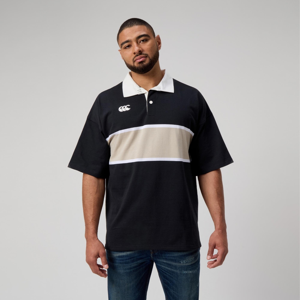 MENS YARN DYE RUGBY BLACK