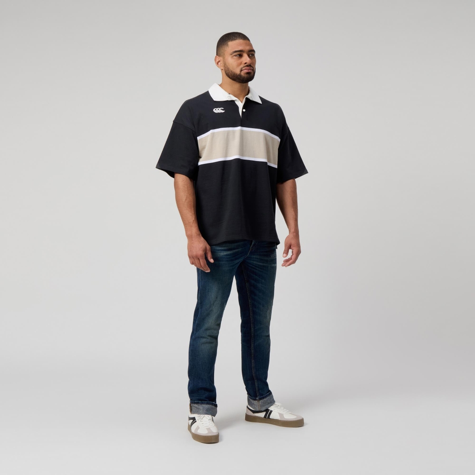 MENS YARN DYE RUGBY BLACK