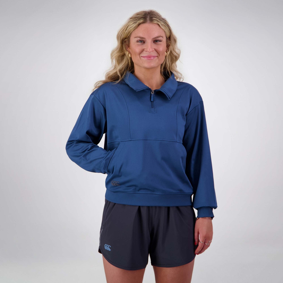 WOMENS TEMPO+ QUARTER ZIP SWEATER BLUE