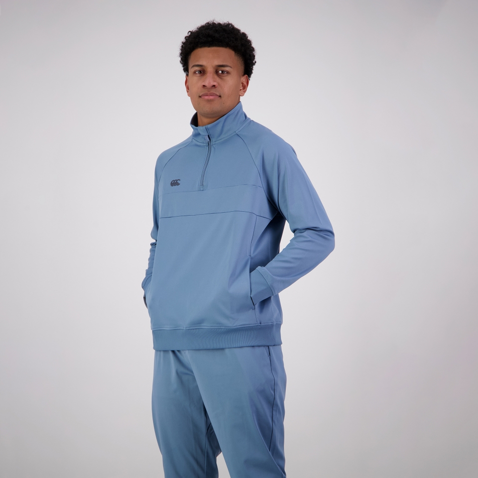 MENS TEMPO+ QUARTER ZIP SWEATER BLUE