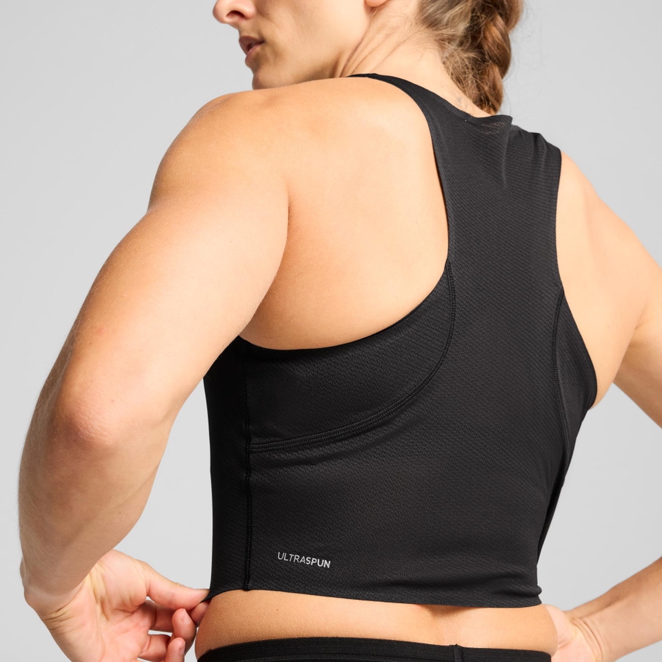W PUMA x HYROX ULTRASPUN CROP TANK - Black