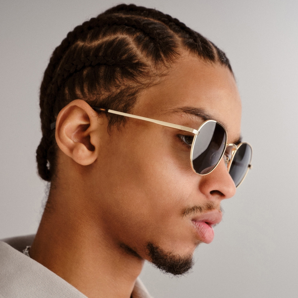 Le Specs Odyssey Gold-Tone Round-Frame Sunglasses