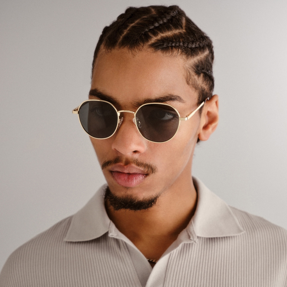 Le Specs Odyssey Gold-Tone Round-Frame Sunglasses