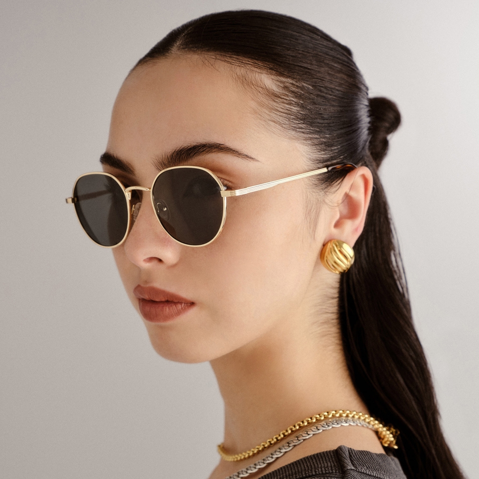 Le Specs Odyssey Gold-Tone Round-Frame Sunglasses